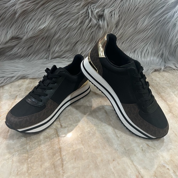 Michael Kors Women's Monique Trainer Lace-up Sneakers - Brown Logo - Picture 5 of 8